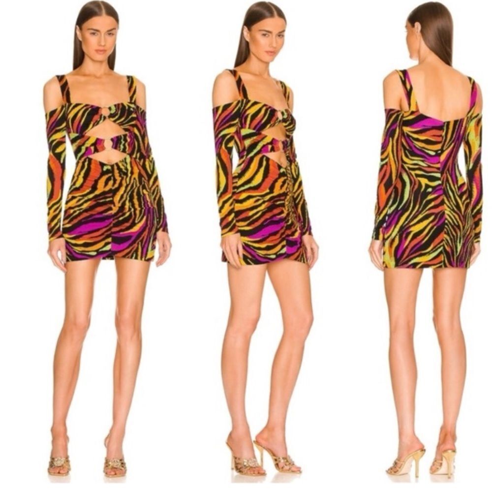 Dundas x Revolve Mini Dress Carmen Black Zebra Sz Small